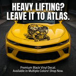 “Black matte Atlas titan silhouette decal on car hood, 33.7×28.8”