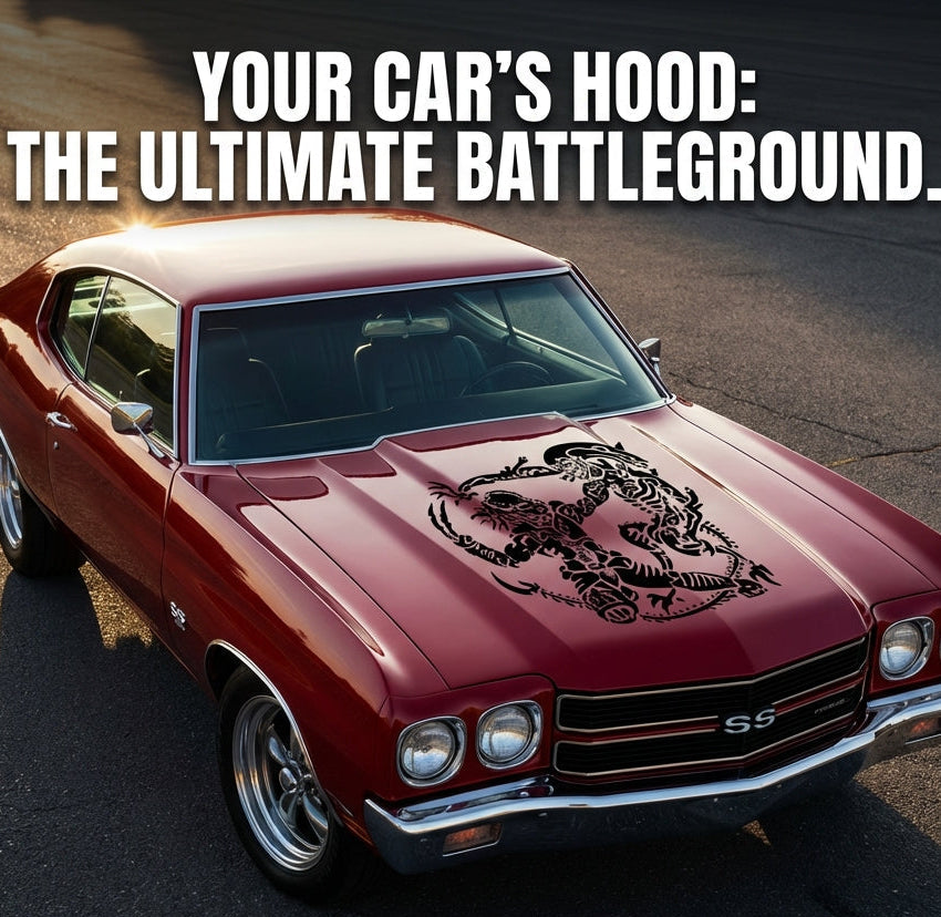 “Alien vs predator–inspired vinyl car decal, black, 24.5×22.4”