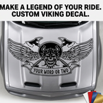 “Black matte Norse/Viking skull wall decal, large size, high‑contrast silhouette on smooth painted wall”