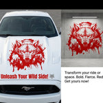 Wolf ‘popping‑out’ vinyl car/wall decal, red , die‑cut with no background on vehicle hood”
