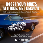 Turbo Shark die-cut vinyl decal on side of vehicle, many sizes and colors