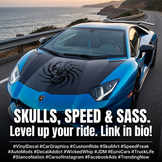 Skull Tribal, Skull Hood Decal, Rev up your attitude — not just your engine.