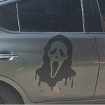Scream vinyl decal on silver car