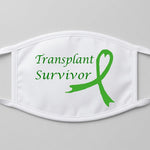 Transplant survivor green decal on white mask