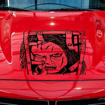 Jackal‑inspired horror vinyl car/wall decal, black, die‑cut with no background 
