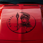 Athena goddess vinyl car/wall decal, white, 23×23, die‑cut”