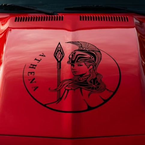 Athena goddess vinyl car/wall decal, white, 23×23, die‑cut”