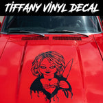 Tiffany‑inspired horror vinyl car/wall decal, black, die‑cut with no background on a vehicle