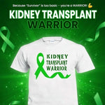 Transplant Warrior tee, red shirt with black vinyl text, soft cotton jersey, flat lay