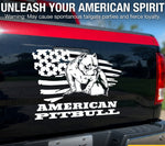 American Pitbull Vinyl Decal in white die-cut vinyl on truck tailgate.