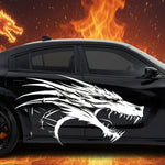 Large white dragon vinyl car/wall decal, 40×24.3, die‑cut with no background