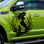 Mermain vinyl decal on green truck