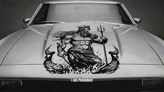 Poseidon black viny decal animated