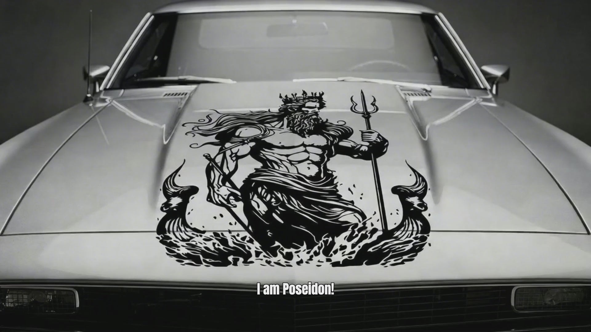 Poseidon black viny decal animated