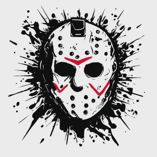 Jason Voorhees vinyl decal in black and red video