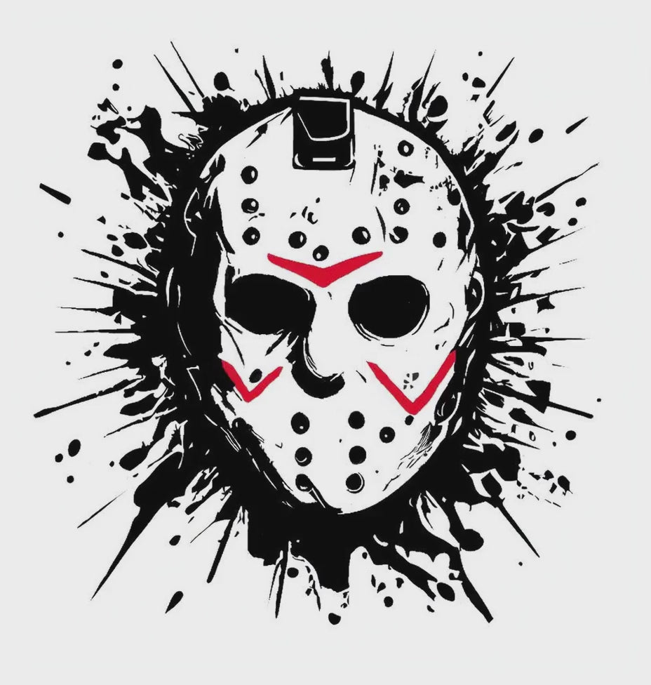 Jason Voorhees vinyl decal in black and red video