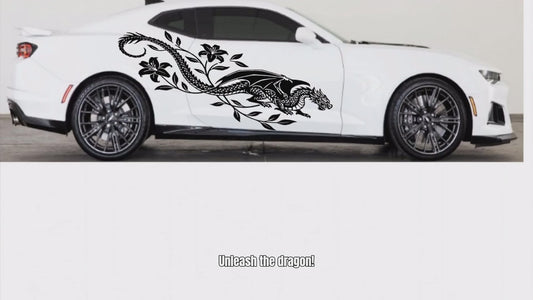 Dragon with Flowers Car Decal – Large Sizes | USAVinyls