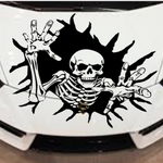 “Grim Reaper hood graphic vinyl car/wall decal, BLACK, 30×24.3 in, die‑cut with no background on rear window”