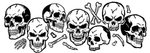 Skulls and bones vinyl decal in black, large size
