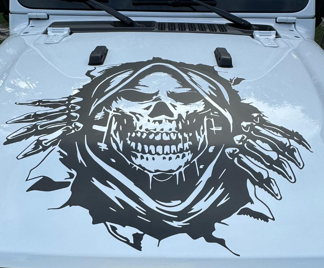 Skull Sticker, Grim Reaper Hood Graphic