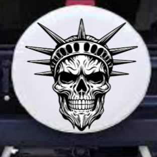 “Black matte Skull with Crown hood/wall decal, 28×28, high‑contrast silhouette on smooth painted surface”