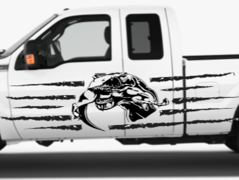 T-Rex Eating Raptor Decal, TRX Sticker