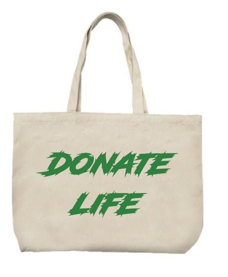 Tote bag with Our Popular Donate Life Image, Canvas Reusable Tote, Tote Bag for Books, Craft Supplies, Groceries, Children's toys, USAVinyls