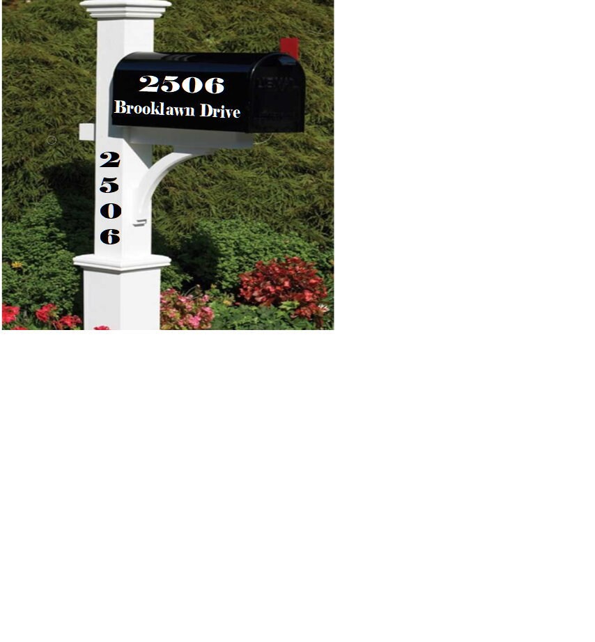 Mailbox Address Lettering, Set of 2, FREE BONUS Accents/Flourishes and House Numbers for Mailbox Door, Mailbox Address Stickers, USAVinyls