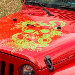 Skull, Snake Flowers Decal - due to the great amount detail on this decal, only large sizes are available