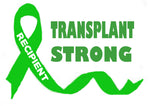 Transplant Strong vinyl car window decal, white, 9‑inch width, die‑cut with no background.