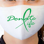 Donate Life decal in HTV Vinyl applied to a white mask