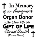 Organ Donation Decal, Anonymous Organ Donor,Vinyl Decal, Donate Life, Donate Kidney Decal, Living Donor, Recycle Yourself,Organ Donor,