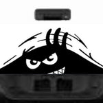 “Black matte angry peeking eyes car window decal, 10×20”