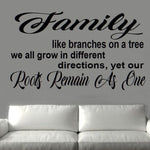 Family wall lettering vinyl decal, matte black, 15×13, painted‑on look on smooth wall
