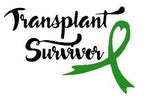 “Transplant Survivor vinyl car window decal, white, 9‑inch width, die‑cut with no background on tinted rear glass”