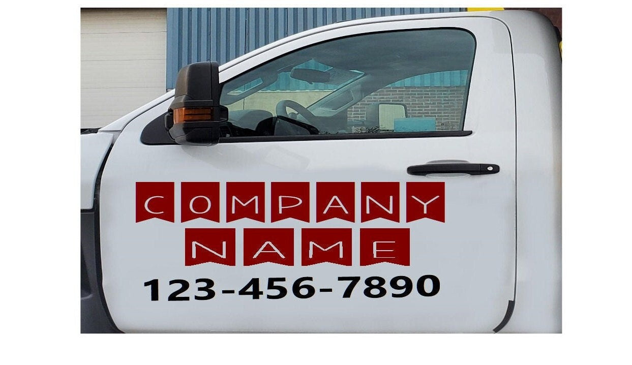 Truck Door Vinyl Lettering, Company Name, Location with 2 Regulation Numbers Decal, 2 Pack, Commercial Door Lettering, Quality Vinyl