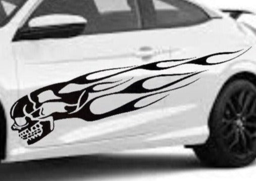 Skull Flames Decal for Side of Vehicle, Skull Flames Sticker for Side of Vehicle, Skull Car Decal, Skull Flames Car Side Sticker