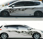 Black matte side flames vehicle decals, 80×20 in pair, die‑cut with no background