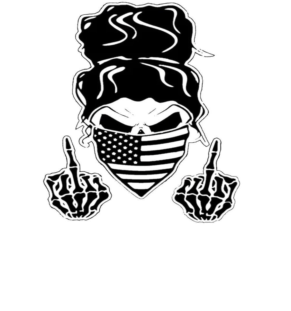 Skull Girl Decal, Skull Girl Sticker, Skull American Flag Bandit, Female Skull Decal, Female Skull Sticker, Female Skull American Flag Decal