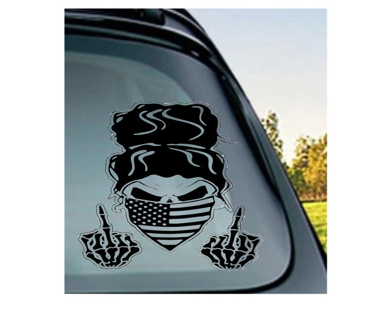 Skull Girl Decal, Skull Girl Sticker, Skull American Flag Bandit, Female Skull Decal, Female Skull Sticker, Female Skull American Flag Decal