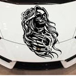 Black matte female skull silhouette wall decal, 28×32, high‑contrast design
