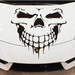 “Black matte skull square wall/car decal, 29×29, high‑contrast silhouette on smooth painted wall/car”