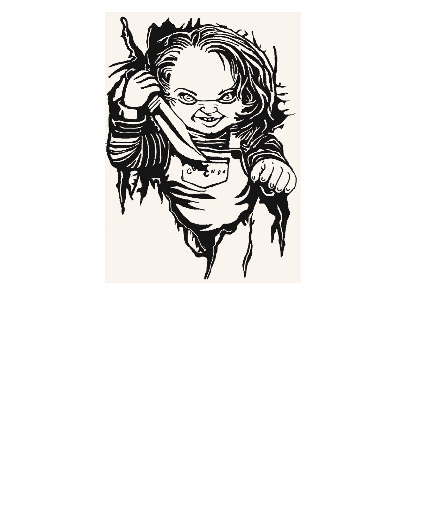 Chucky Decal, Chucky Sticker, Horror Sticker, Horror Decal, Chucky Hood Graphic, Chucky Hood Decal, Chucky Auto, Chucky Horror
