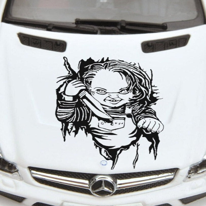 Chucky Decal, Chucky Sticker, Horror Sticker, Horror Decal, Chucky Hood Graphic, Chucky Hood Decal, Chucky Auto, Chucky Horror