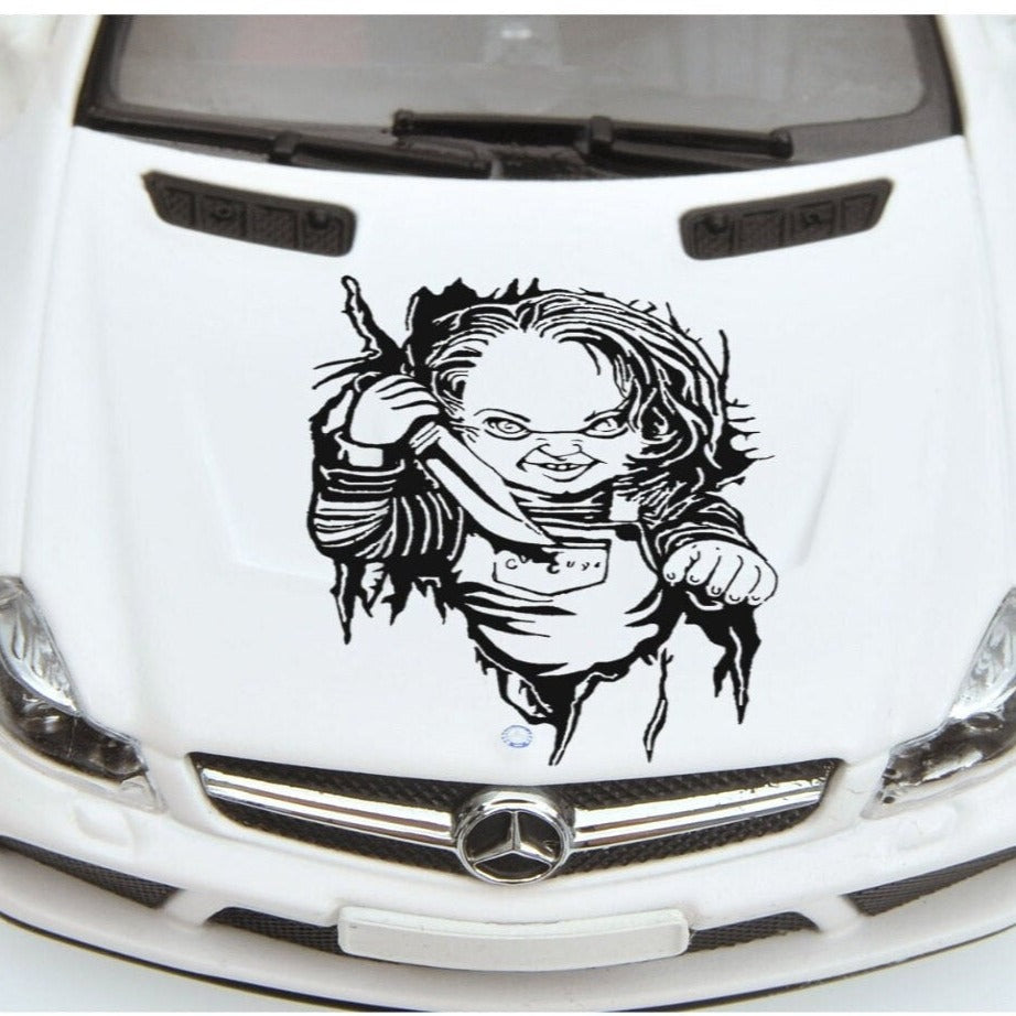 Chucky Decal, Chucky Sticker, Horror Sticker, Horror Decal, Chucky Hood Graphic, Chucky Hood Decal, Chucky Auto, Chucky Horror