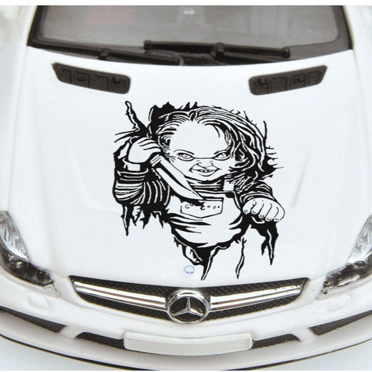 Chucky Decal, Chucky Sticker, Horror Sticker, Horror Decal, Chucky Hood Graphic, Chucky Hood Decal, Chucky Auto, Chucky Horror