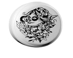 Black matte female sugar skull wall decal, 29×29, high‑contrast silhouette on tire cover