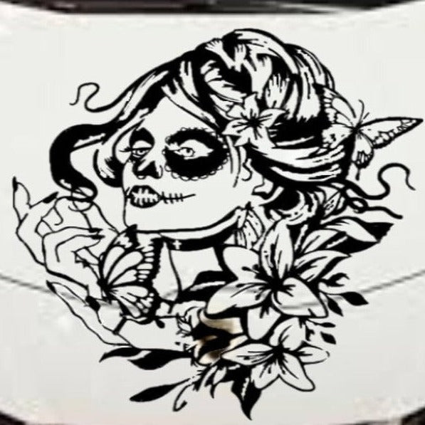 Skull Girl Decal, Skull Girl Sticker, Sugar Skull, Female Skull Decal, Female Skull Sticker, Girly Skull Decal, Girl Skull Sticker