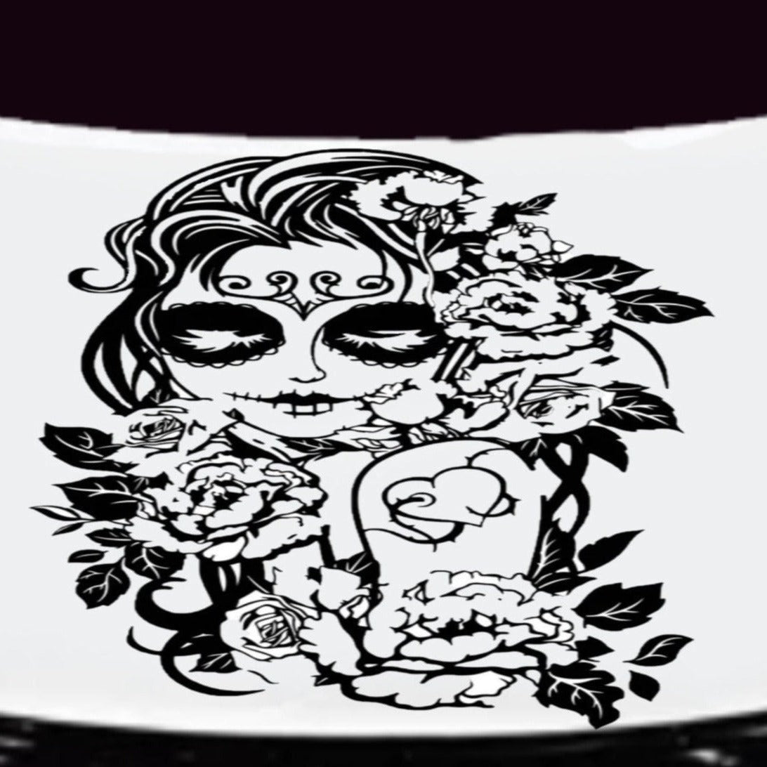 Sugar Skull Grim Reaper, Sugar Skull Decal, Sugar Skull Sticker, Sugar Skull Hood Graphic, Female Skull Decal, Female Skull Sticker