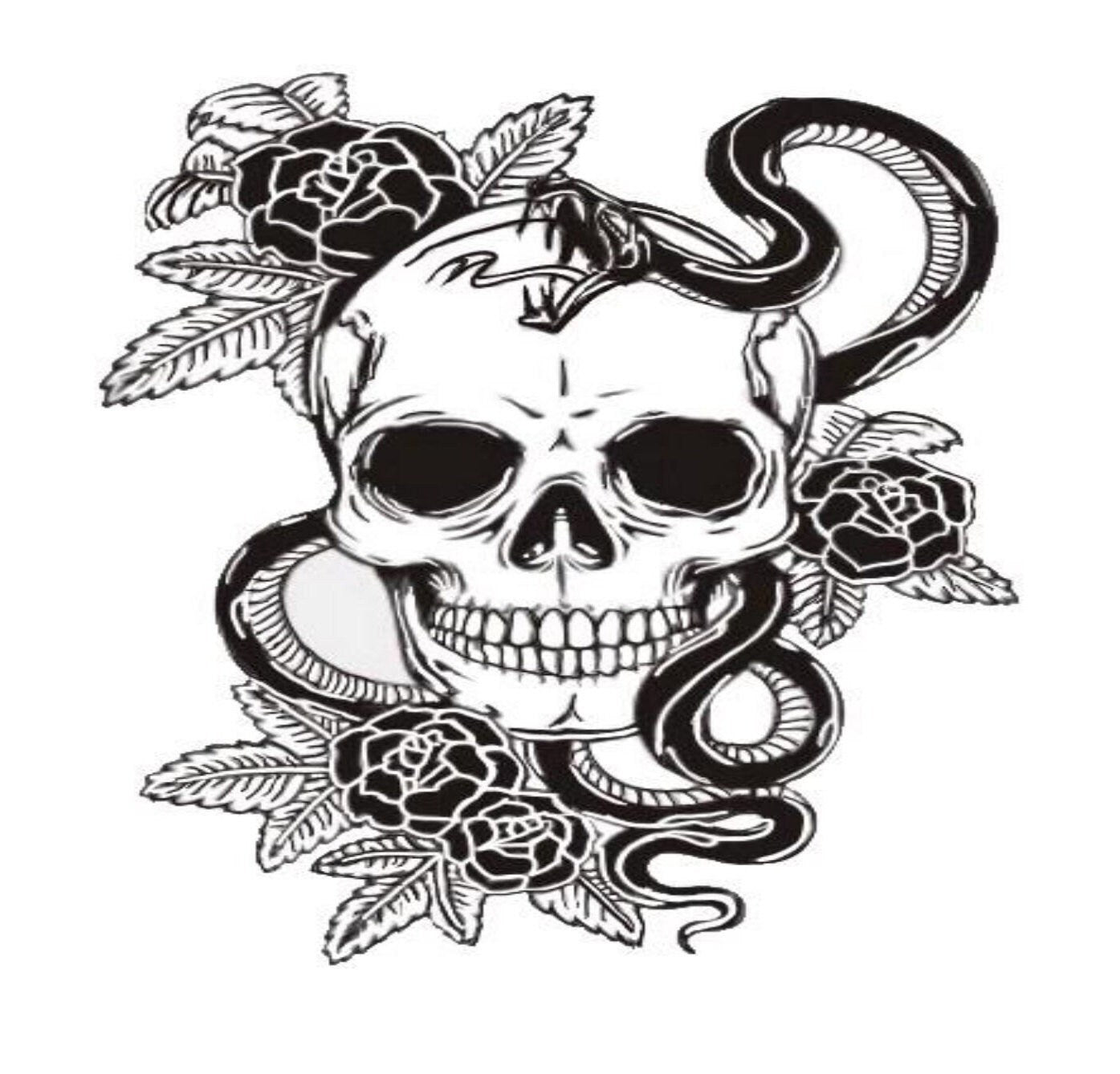 Skull, Snake Flowers Decal - due to the great amount detail on this decal, only large sizes are available
